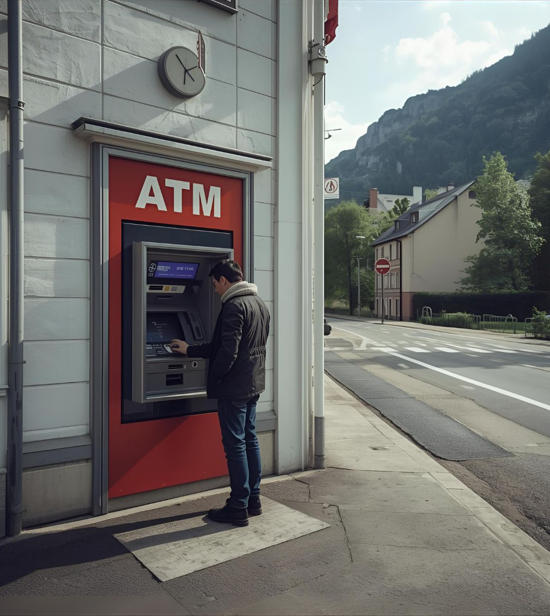 Pinnen bij een geldautomaat in Noorwegen