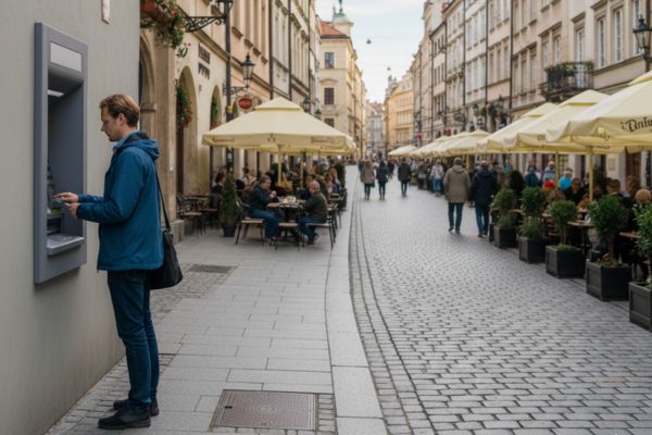 Pinnen bij een geldautomaat in Polen
