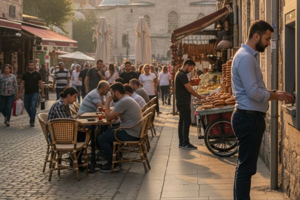 Pinnen in Turkije op straat