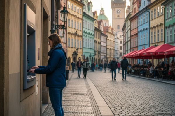Straat met geldautomaat in Tsjechië