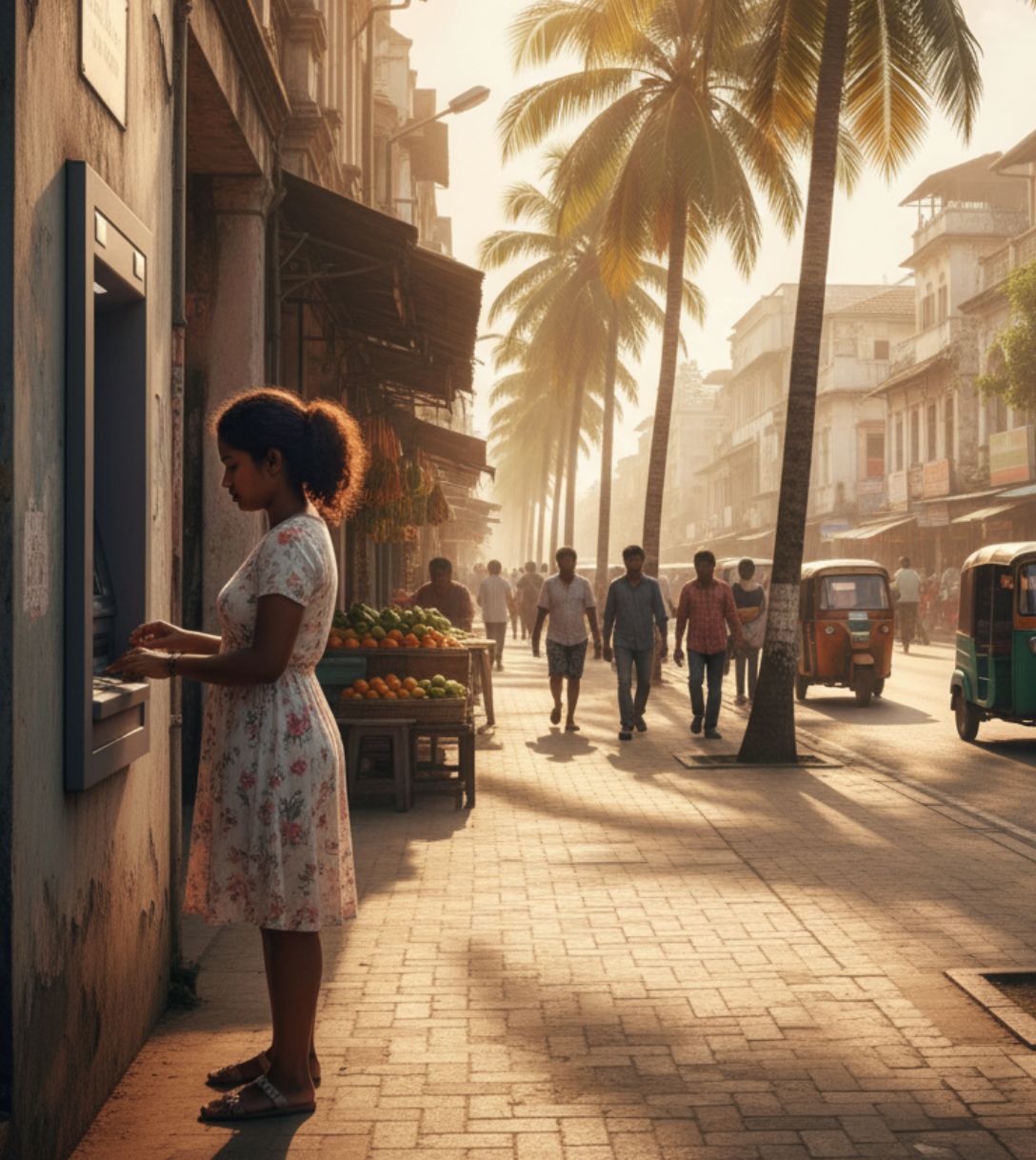 Pinnen in Sri Lanka bij een geldautomaat