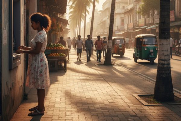 Pinnen in Sri Lanka op straat