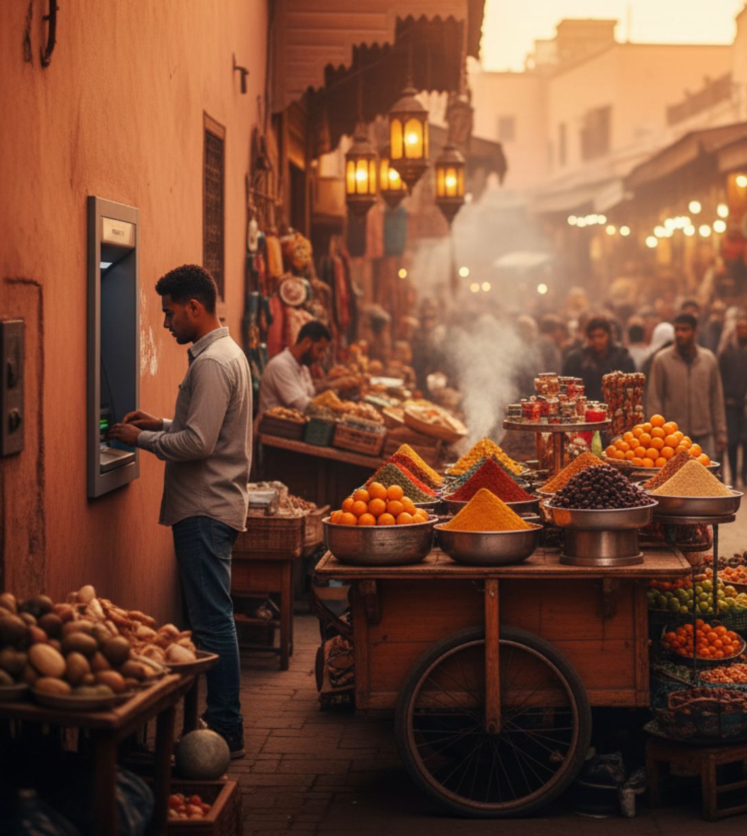 Pinnen en contant geld opnemen in Marokko