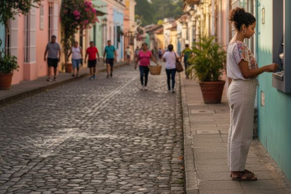 Pinnen bij een geldautomaat in Guatemala