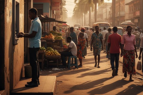 Reiziger pint bij een geldautomaat in Tanzania