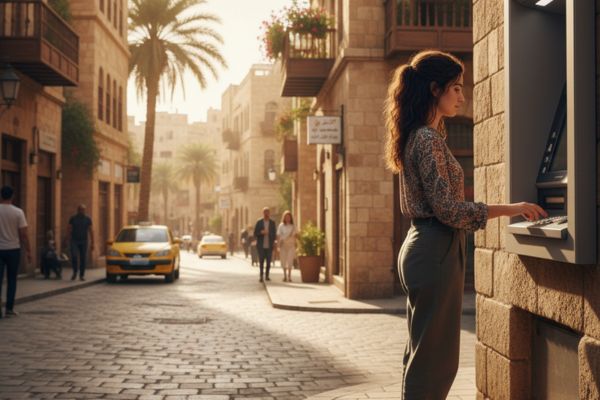 Pinnen in Jordanië bij een geldautomaat