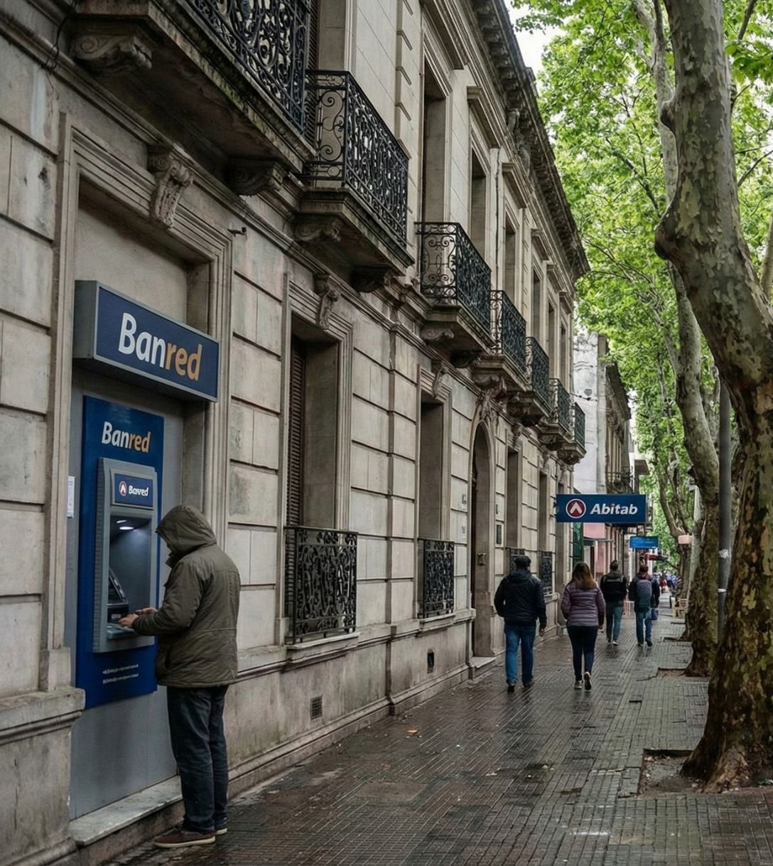 Geld opnemen bij een pinautomaat in Uruguay