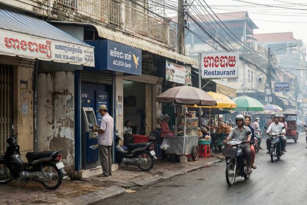 Pinnen en betalen in Cambodja