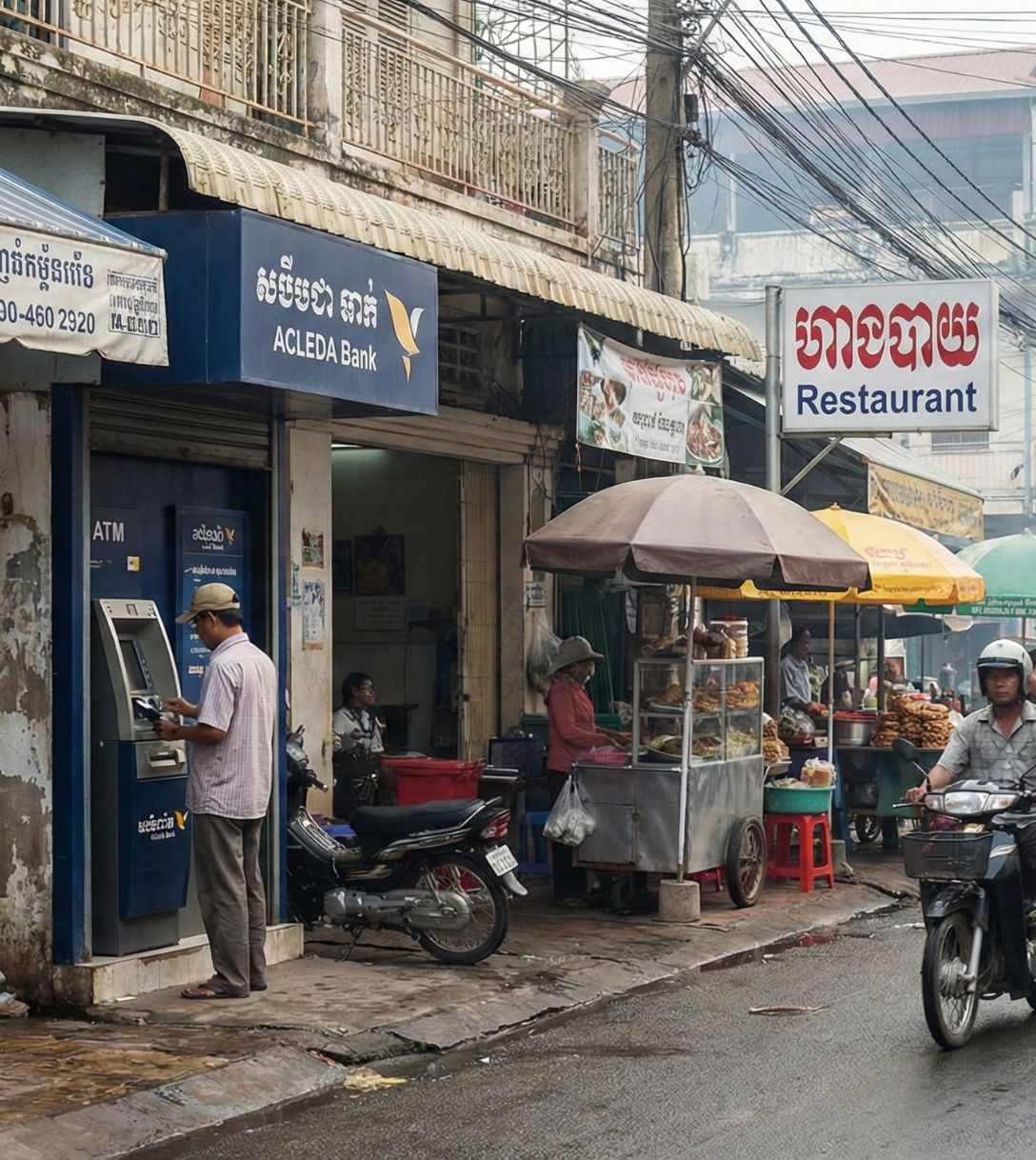 Pinnen en betalen in Cambodja