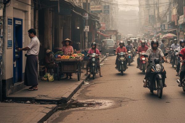 Geld en pinautomaat in Myanmar