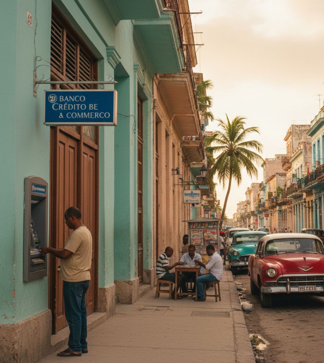 Pinnen in Cuba bij een geldautomaat