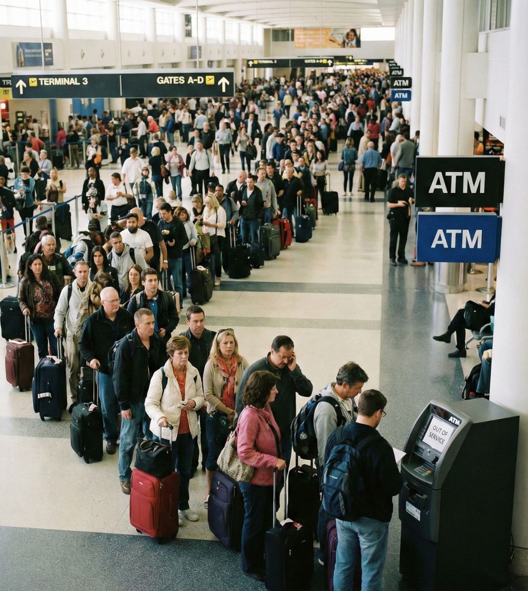 Pinnen bij een geldautomaat