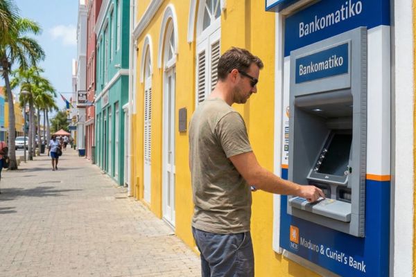 Pinnen bij een geldautomaat op Curaçao
