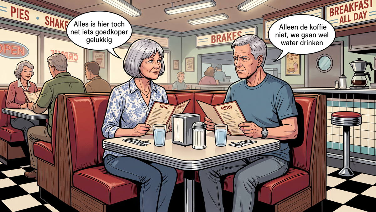 Jan en Gerda in een amerikaanse diner